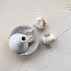 Round Stoneware Mortar & Pestle, White, Set of 2