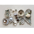 Stoneware Multi Bowl w/  3 Sections, Cream  and Green