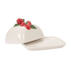 Stoneware Butter Dish with Raspberry Shaped Handle