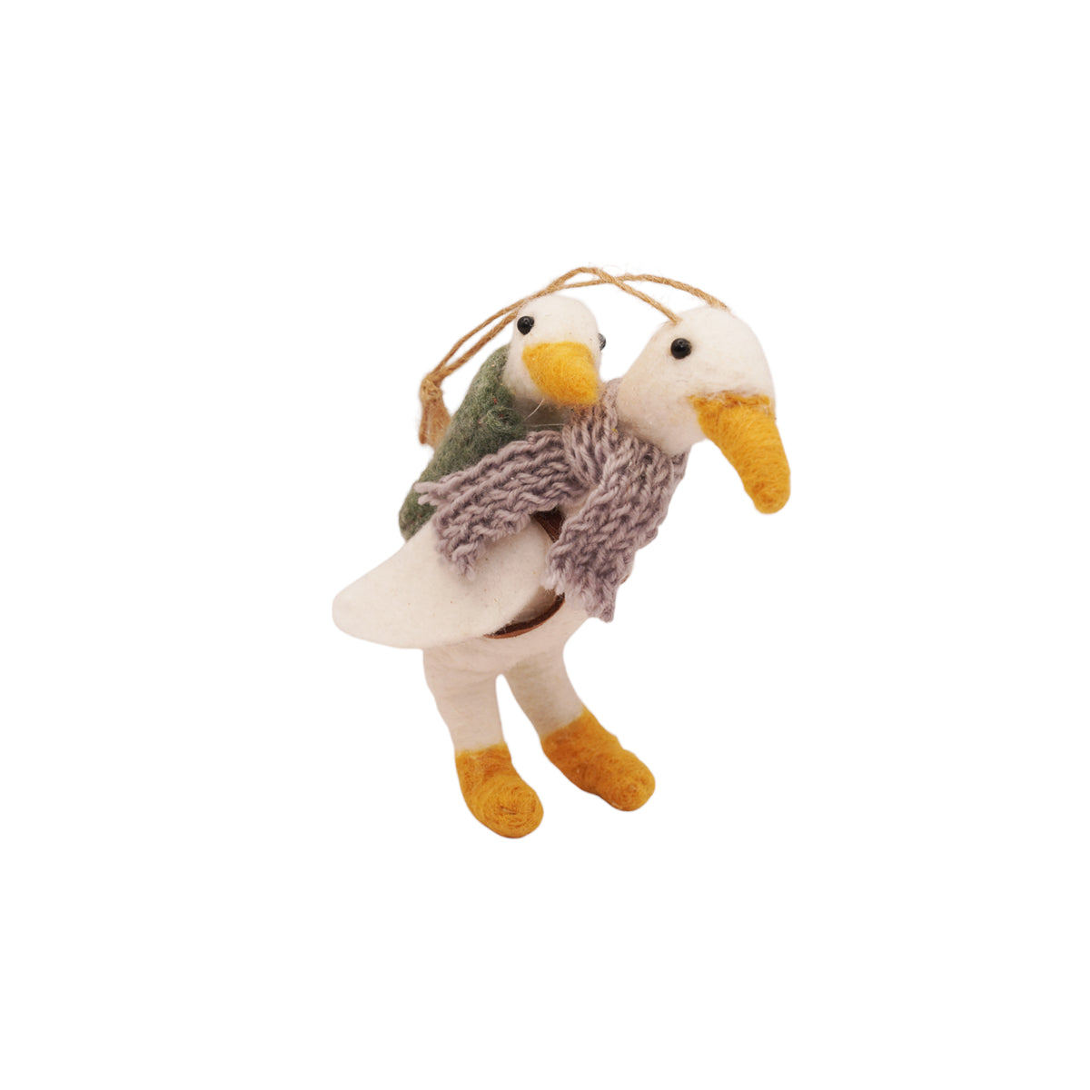 Felt Goose With Baby Ornament