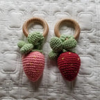 Strawberry Hand Crochet Orange Cotton Rattle