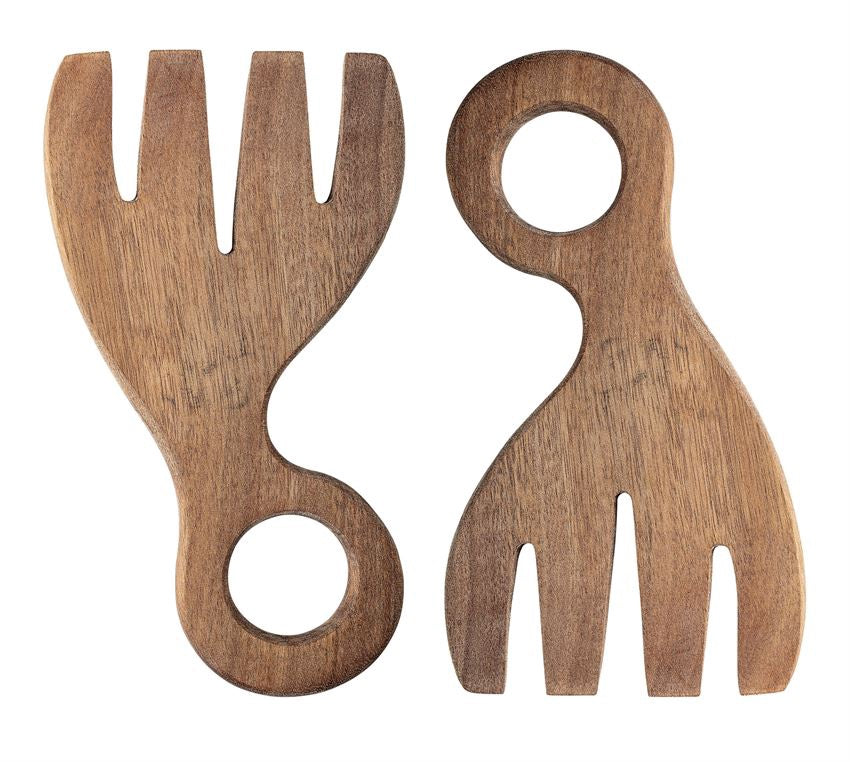 Acacia Wood Salad Servers, Set of 2 7"L x 4"W