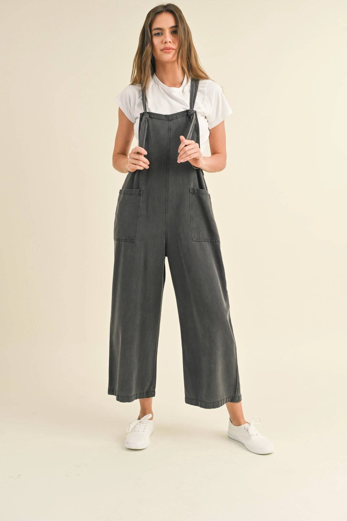 Tencel Washed Jumpsuit, Black