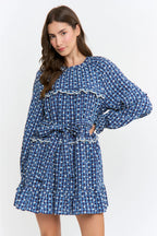 Gingham Long Sleeve Belted Dress