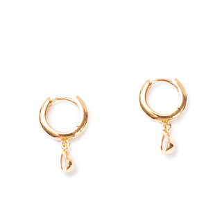 ***Gold Plated Teardrop Charm Huggie Earrings