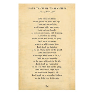 Earth Teach Me to Remember - Poetry Collection - Art Print