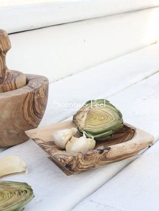 Olive Wood Square Dish 4"