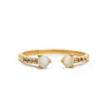 ***Gold Plated Brass Opal Dual Ring with White Topaz Accents Adjustable