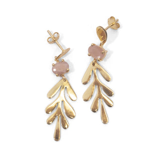 ***Peach Moon Leaf Earrings