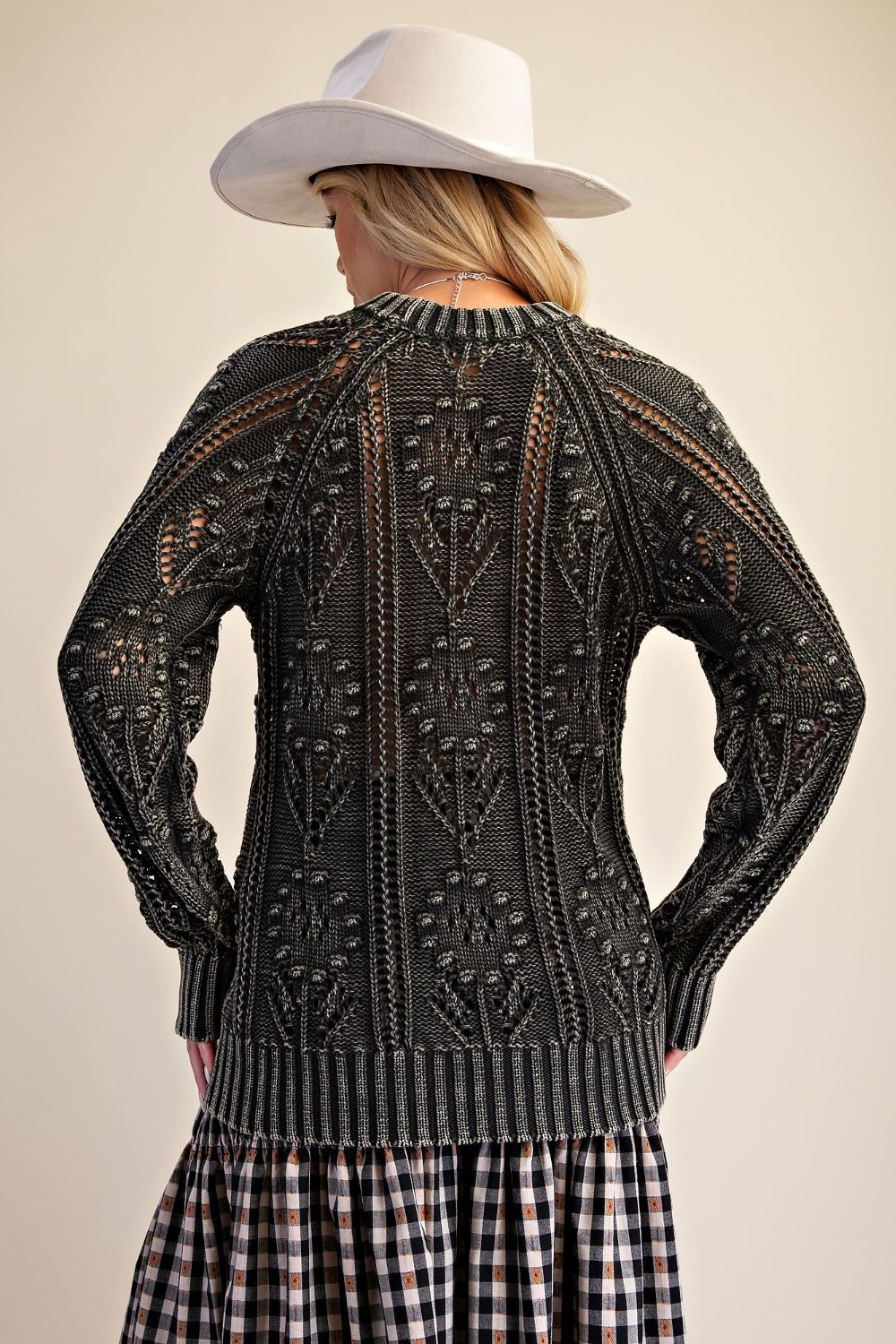 Floral Pattern Knit Sweater