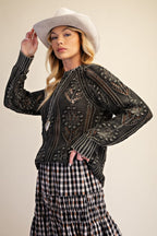 Floral Pattern Knit Sweater