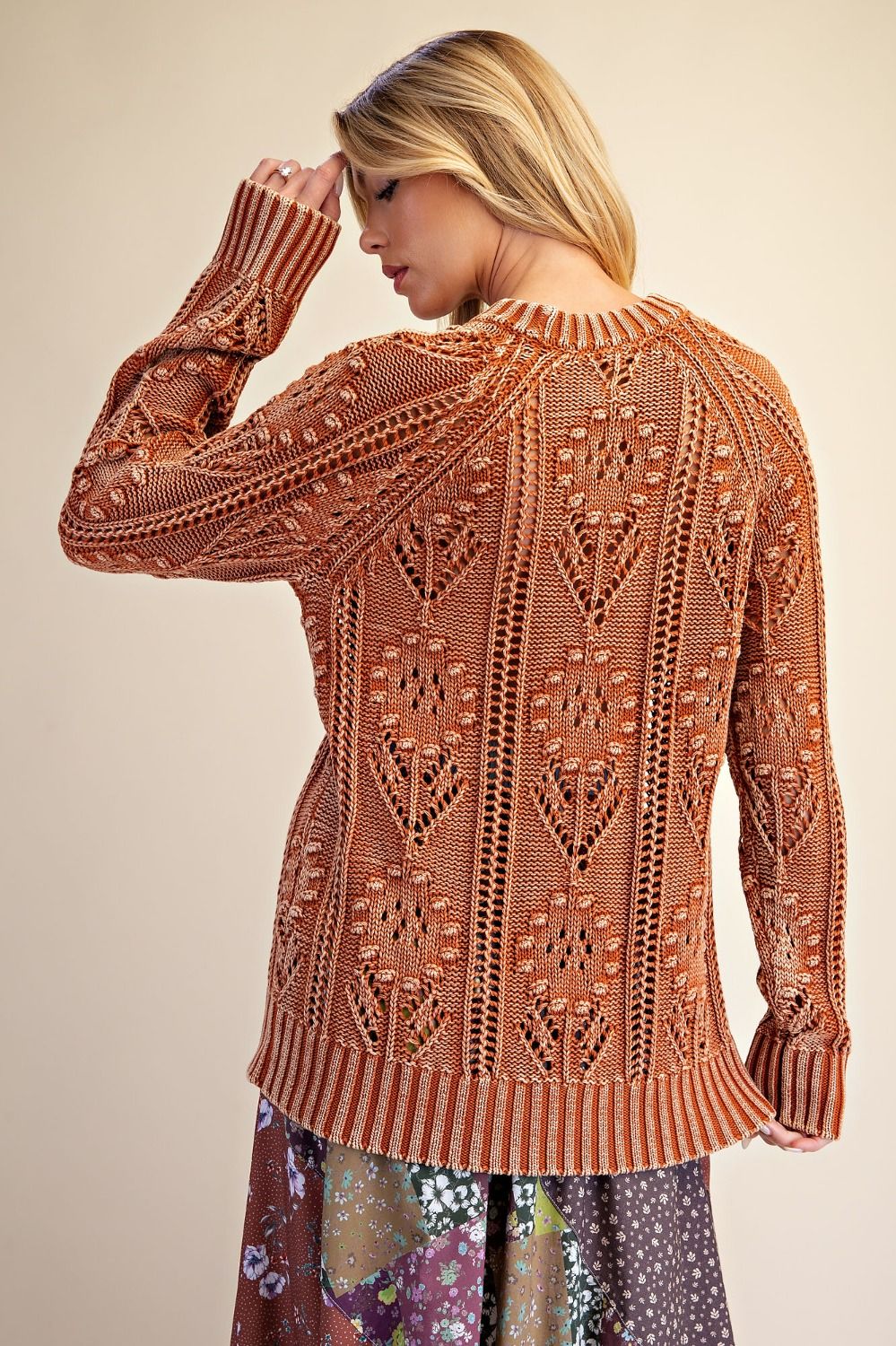 Full Screen Pattern Floral Pattern Knit Sweater β Sugarboo & Co