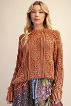 Floral Pattern Knit Sweater
