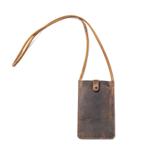 Brown Distressed Leather Phone Carrier Brown
