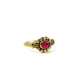 ***Gold Plated Ring with Garnet - Size