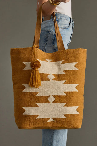 Aztec Tote- Camel & Cream