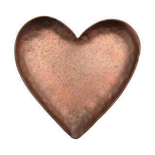 Decorative Pounded Metal Heart Dish, Copper Plated Finish