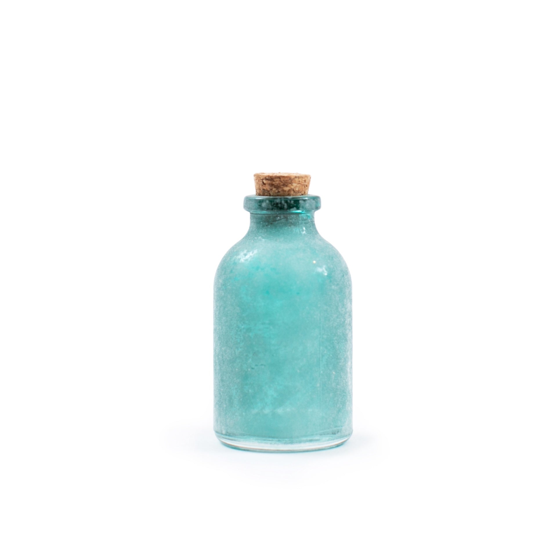 Frosted Green Mini bottle with Cork green 1.4"x2.7"