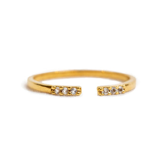 ***Gold Plated White Topaz Trio Ring Adjustable