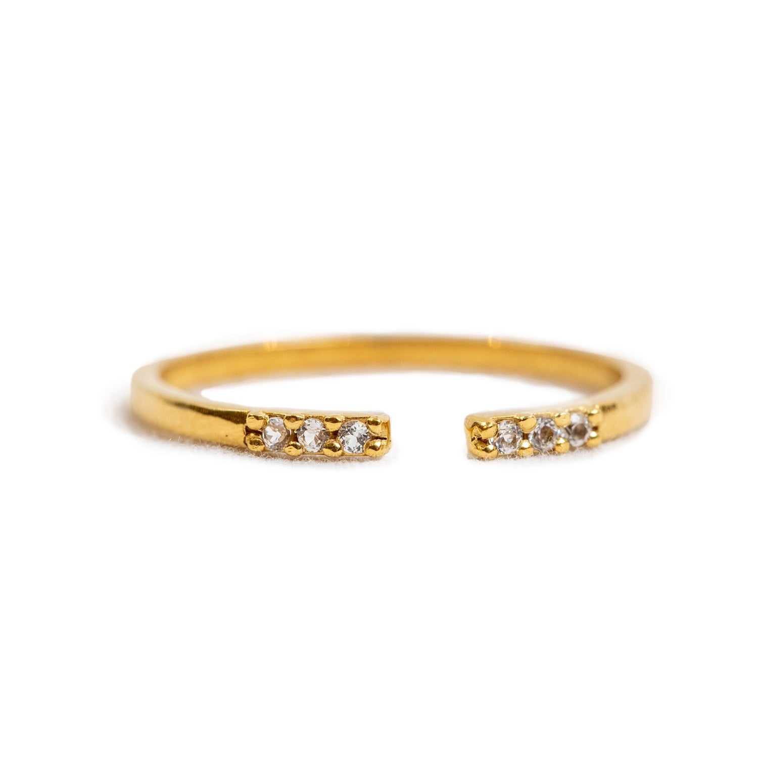 ***Gold Plated White Topaz Trio Ring Adjustable