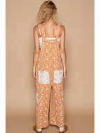 Contrast Patch Woven Overall, Mustard Floral