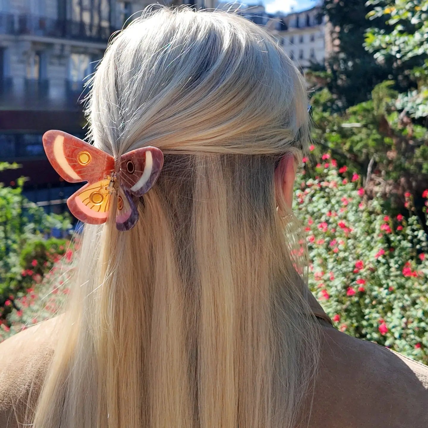 Hand-Painted Emperor Silk Moth Claw Hair Clip