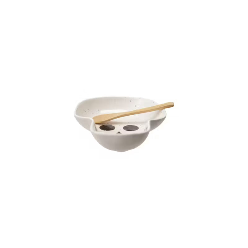 Stoneware Skull Shaped Dish with Spoon