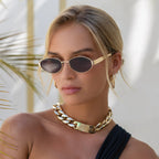 Soho Womens Oval Sunglasses Gold/Brown