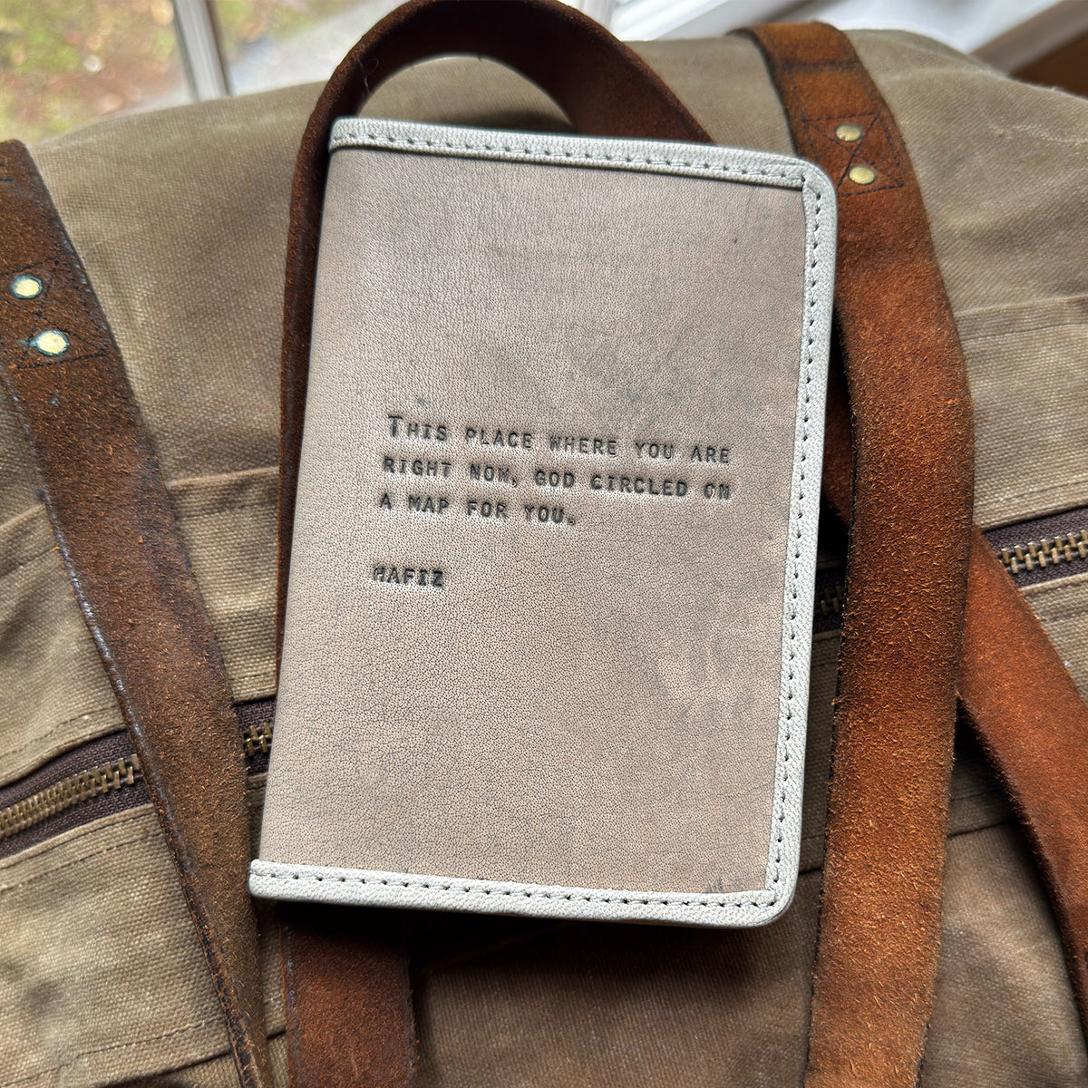 This Place Where You Are Leather Passport Cover - Stone