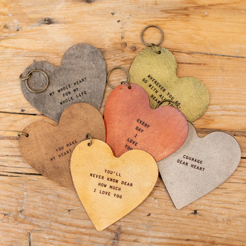Every day I love you Leather Heart Keychain 3"x3"