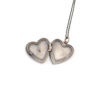 ***Large Heart Locket Necklace with White Topaz Stone - Sterling Silver 16" chain