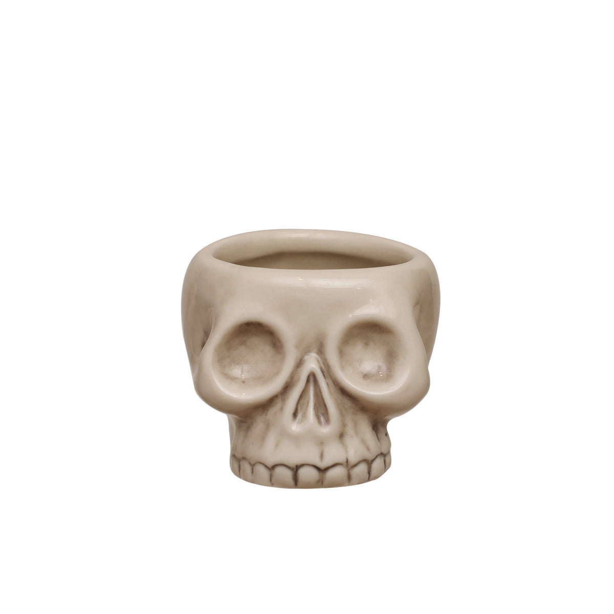 Stoneware Skull Shaped Toothpick Holder