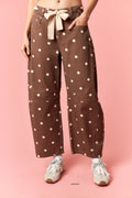 Brown & Ivory Polka Dot Drawstring Pant