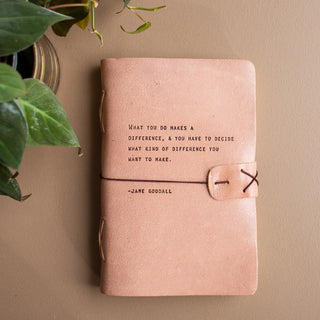 Jane Goodall Artisan Leather Journal in Blush - 5.75 x 8.75