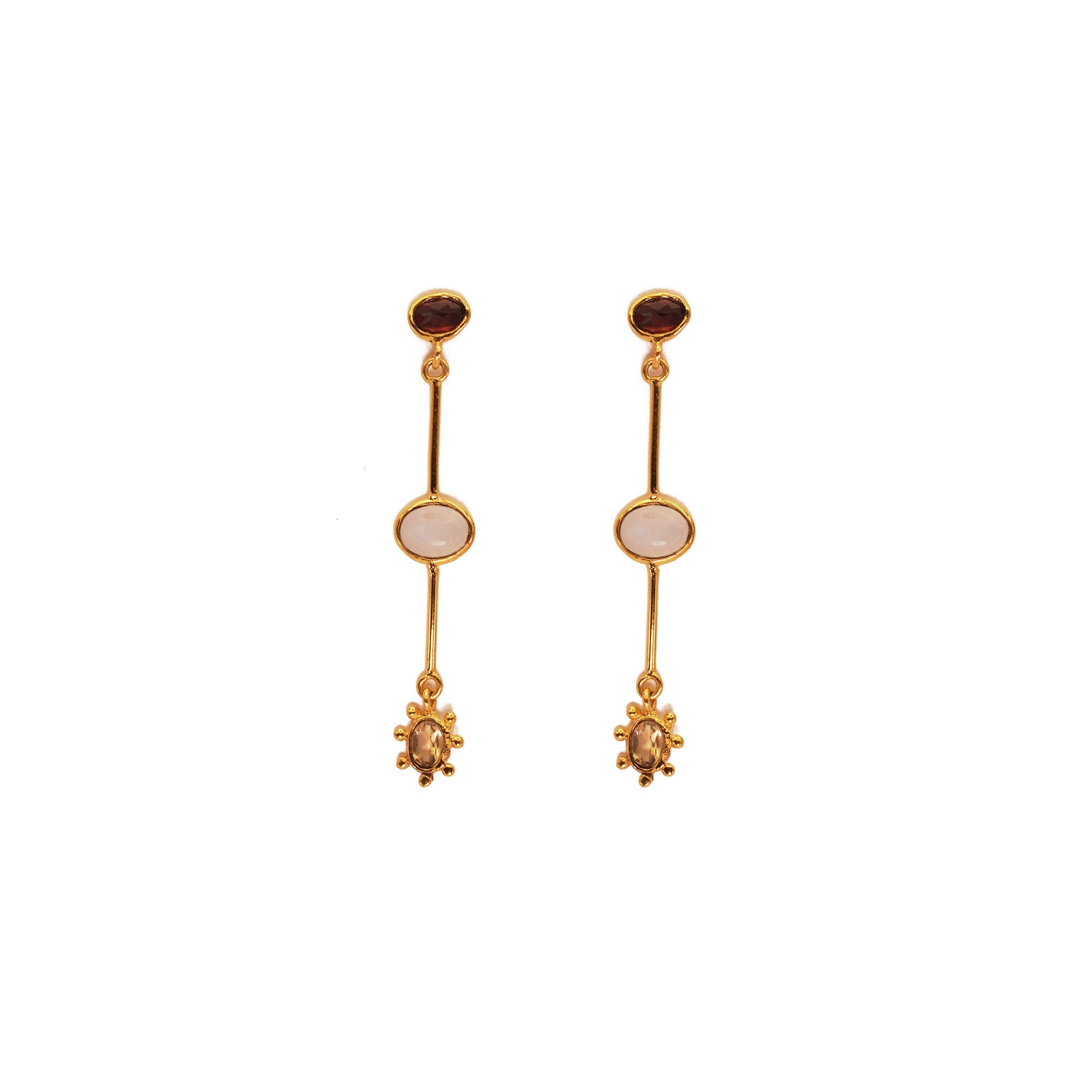 ***Multi-Stone double dangle Earrings