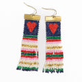 Lauren stripe heart beaded  earrings navy red
