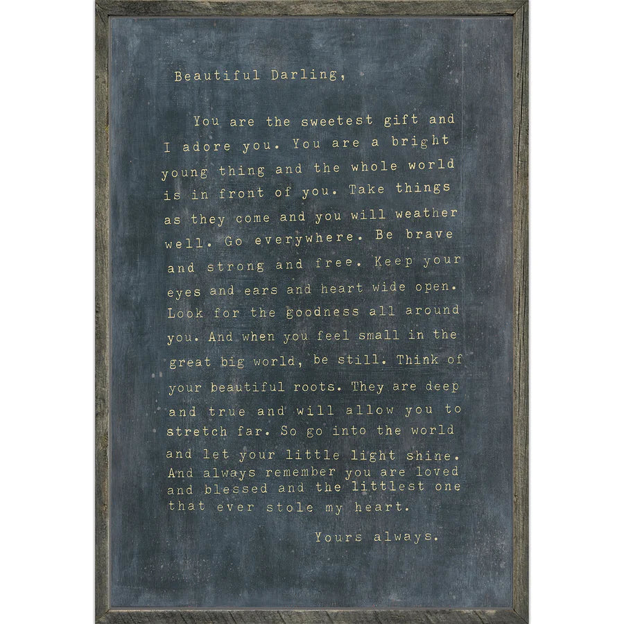 Letter for Sophie Art Print in Charcoal