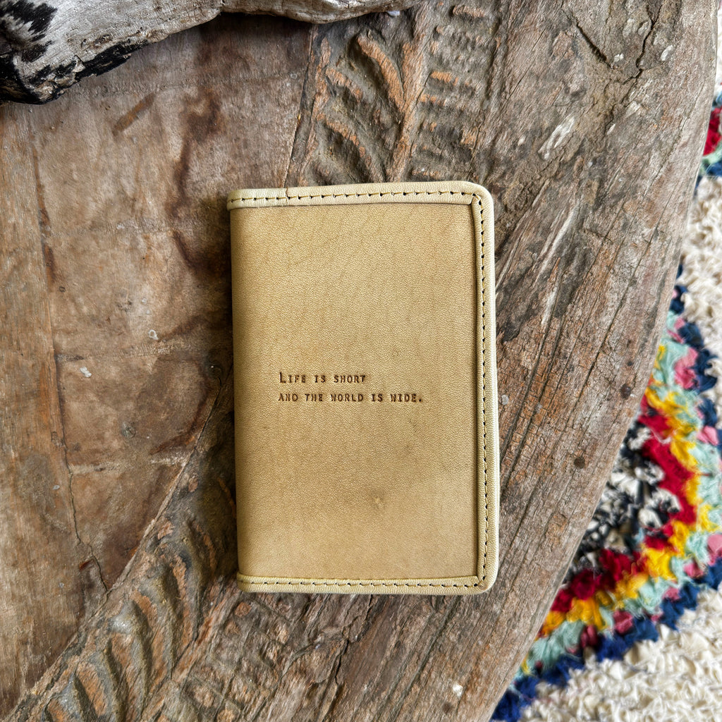 ***Life Is Short Leather Passport Cover - Maple