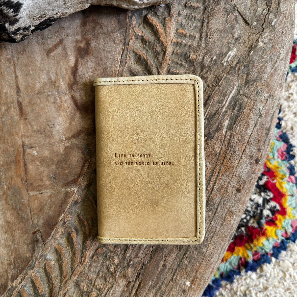 ***Life Is Short Leather Passport Cover - Maple