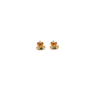 Tiny Emerald Bar Stud Earring