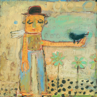 Man with Bird - Art Print