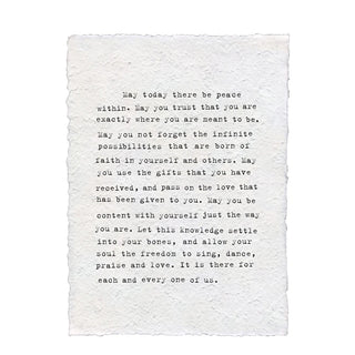 Handmade Paper Print - May Today There Be Peace Within - 12”x16