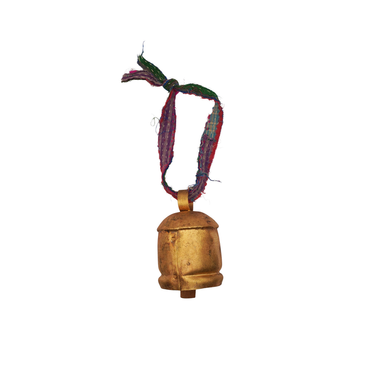 Medium Bell with Brass Finish and Kantha Hanger – Sugarboo & Co