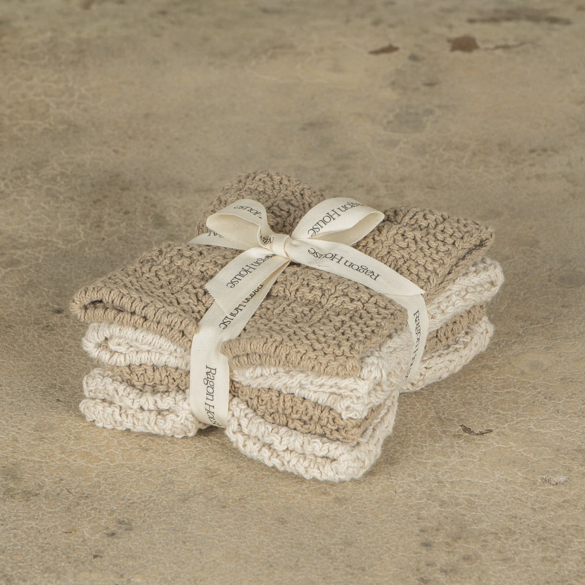 Tan & Cream Knit Washcloths