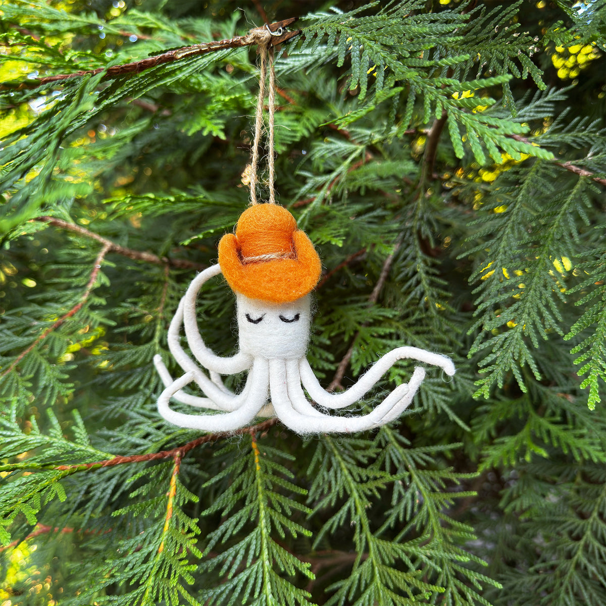 Felt Cowboy Octopus Ornament