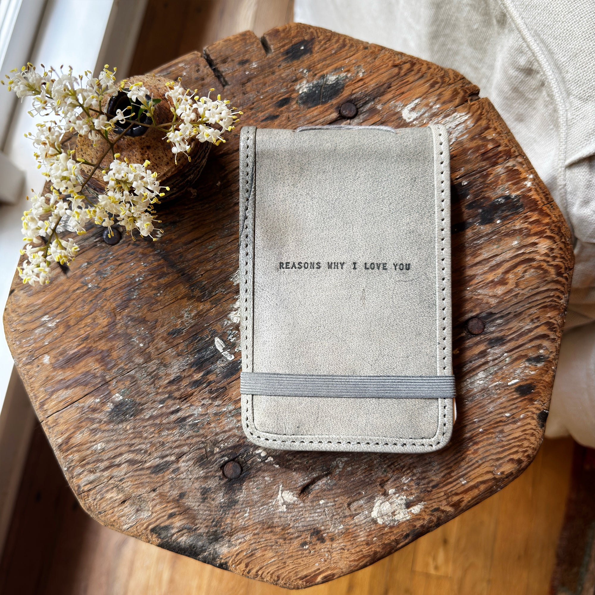 Mini Reasons Why I Love You Leather Journal - Stone