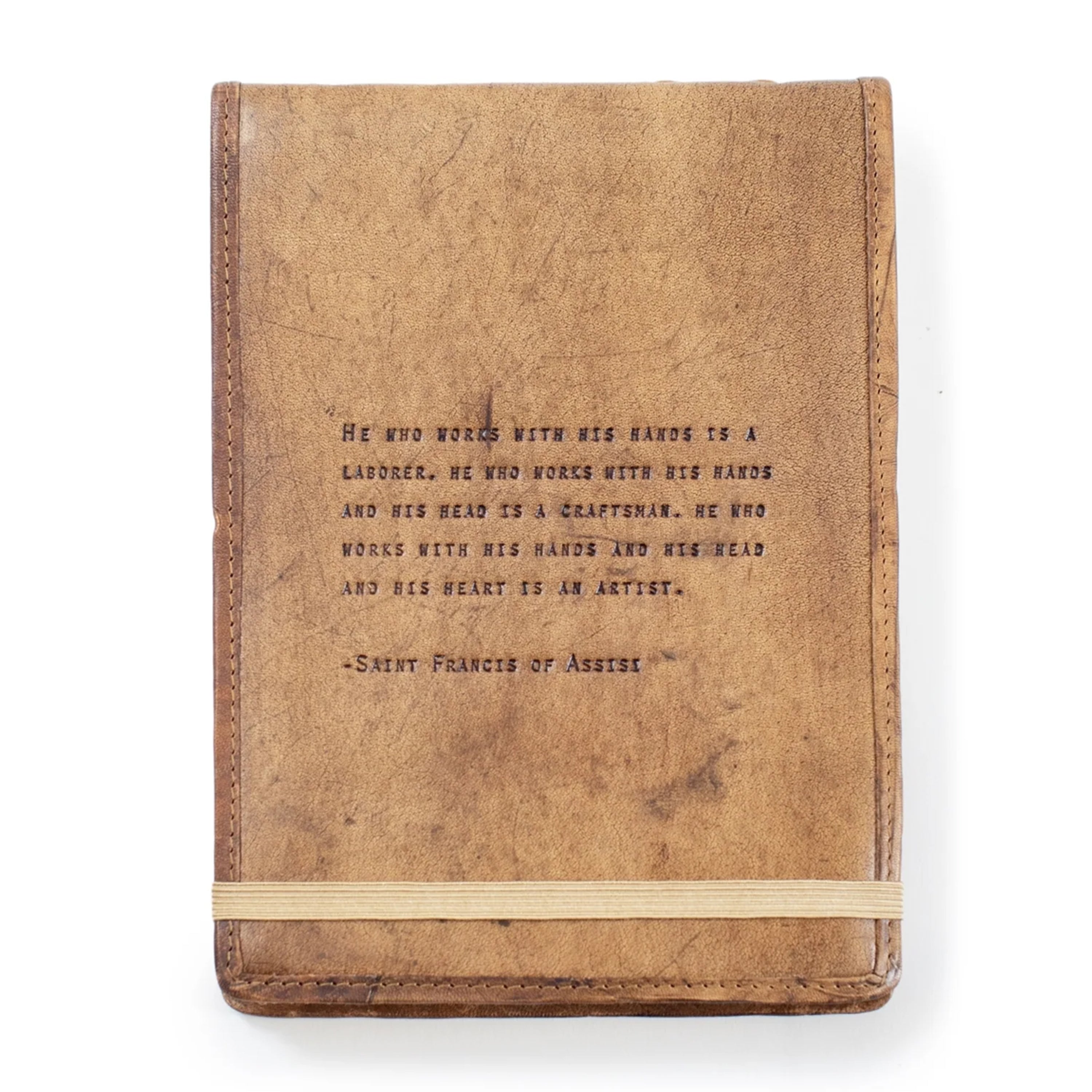 ***Large Saint Francis of Assisi Leather Journal - 7" x 9.75"-Maple