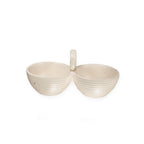 Ribbed Ceramic Speckled Double Condiment Dish