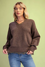 Lace Hem Sweater Pullover