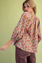 Floral Print Cotton Polin Blouse